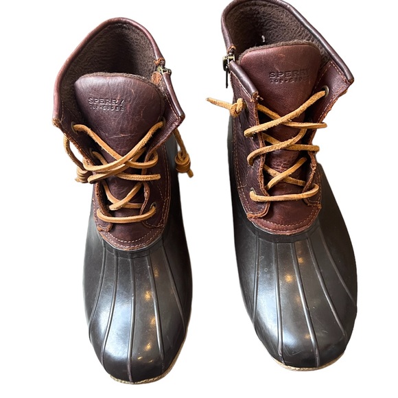 Women’s Sperry Brown Leather Upper Saltwater Duck Boots Size 8.5 - Picture 3 of 11